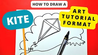 Art Tutorial on How to Draw a Kite to draw and colour along with.