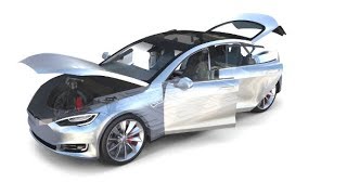 Tesla Model S Silver with interior and chassis 3D Model