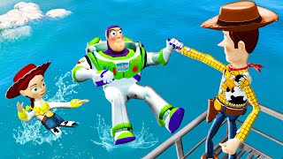 GTA 5 Buzz Lightyear vs Woody vs Jessie Ragdolls & Water Fails [Toy Story] #4