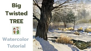 How to Paint a Big (Twisted) Tree in Watercolor by Always Wandering Art