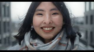 Portrait of a gorgeous young Asian woman smiling charmingly while standing in the midst of a modern