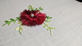 Hand embroidery work/amazing flower design with ladies finger/#embroidery #viral #trendingshorts