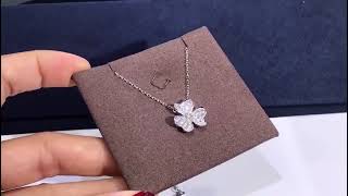 Van Cleef & Arpels Frivole Diamond 18K White Gold Small Model Pendant Necklace VCARD31800