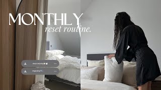 PRODUCTIVE MONTHLY RESET ROUTINE | deep clean with me, goal plan & food prep ~aesthetic~