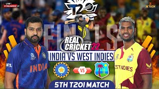 India vs West Indies 5th T20 Match 2022 | Real Cricket 22 Live Streaming