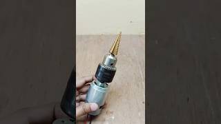 Step drill bit on Dc motor drilling machine ⭐ #engineering #electronic #experiment