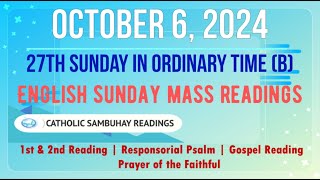 6 October 2024 English Sunday Mass Readings | 27th Sunday in Ordinary Time (B)