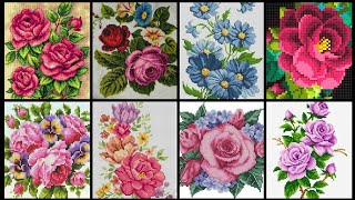 Top 100+ Amazing and Elegant Floral Cross stitch patterns || Charsuti Kerhai Ideas For Everything||