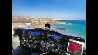 Landing at Lanzarote airport (ACE/GCRR) cockpit view. Tecnam 2008JC EC-NJX. Canavia