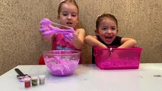 COMO FAZER SLIME FACIL, O DESAFIO COM LAVÍNIA E LORENA