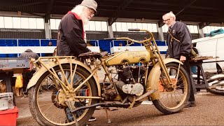 KEMPTON PARK Motorcycle Autojumble - 1914 DOUGLAS 2 3/4 by Pete’s Bikes & an early HARLEY DAVIDSON