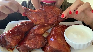 Asmr grilled BBQ chicken leg quarters with garlic sauce|موکبانگ مرغ گریل با سس سیر