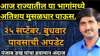 Part-2374- आज राज्यातील या भागांमध्ये अतिशय मुसळधार पाऊस होणार...|| पंजाब डख यांचा हवामान अंदाज...