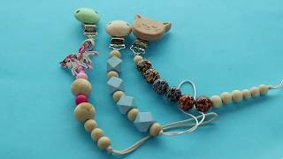 Custom Design Baby Pacifier Holder Clip Chemical Free Wooden Bead