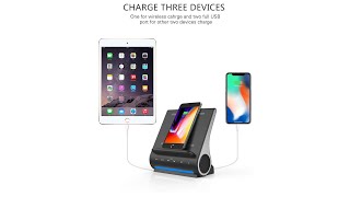 Azpen Dockall D100   Qi Wireless Charger, Bluetooth Premium Speakers