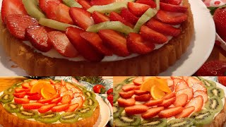 Crostata Morbida alla Frutta🥝🍓 كيكة بالفواكه بكريمة خطييرة جدا ولذيذة منعشة من اروع واسهل مايكون