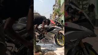 Every boys dream 🥺💜 #motovlog #subscribe #bangladesh #bikelover #r15_v3 #dhaka #views #washing