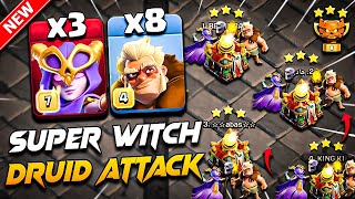 TH16 Attack Strategy With (SUPER WITCH + DRUID) Clash Of Clans | Th16 Druid Attack With Super Witch