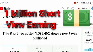 How much YouTube Shorts Pay for 1 Million Views Short View Earning