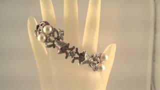 Stunning Vintage 7cts Diamond 8mm Cultured Pearl 14k Bracelet 495 Diamonds ebay item 190657146963