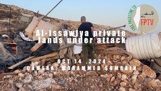 Al-Issawiya lands under attack by Zionist Colonists near Occupied Jerusalem, Palestine.