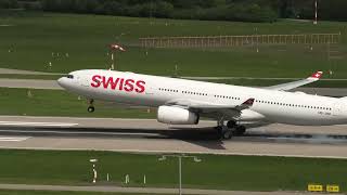 Swiss Airbus A330-333 HB-JHD landing at Zurich Airport