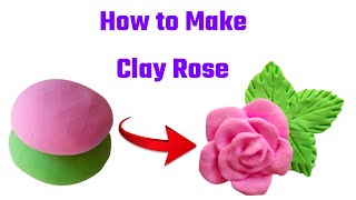 Pink clay beautiful rose | how to make clay rose | easy craft