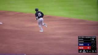 Scranton-Wilkes-Barre's(Yankees - Triple-A)Jeter Downs hits home run vs. Norfolk