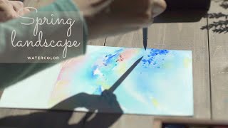 Spring landscape in watercolor_ 수채화 봄 풍경화 _ Shorts