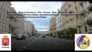 Jazda po Warszawie - centrum i Muzeum Narodowe/ Driving in Warsaw downtown & National Museum POLAND