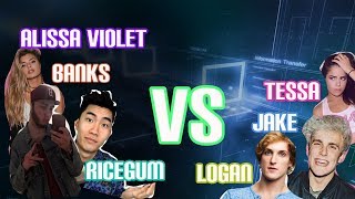 RICEGUM & BANKS & ALISSA VIOLET VS JAKE & LOGAN PAUL & TESSA BROOKS LIVE  SUBSCRIBER COUNT! 24/7