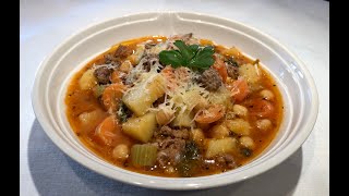 Minestrone (Vegetable Soup with Meat) -  Mary'sKitchenMtl