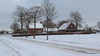 POV 30 Minutes drive through Flat lands in the snow