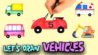 How to Draw Vehicles｜Drawing Transport for Children｜Kids Fun｜Easy Drawing Lessen｜OKIDOKIDS