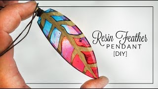 Resin Colorful FEATHER - pendant DIY