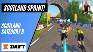 Breakaway Brae Sprint Finish! // Rolling Highlands // Category B Zwift Race