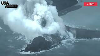 A large eruption of Japan's underwater volcano released smoke 200 meter into the sky