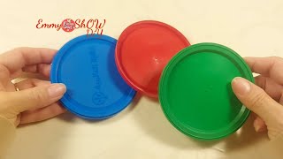 Recycling ideas using plast lids اعادة تدوير غطاءالعلب البلاستيك افكار ديكور بدون تكلفة من غطاء علب