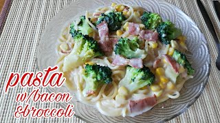 Pasta bacon and broccoli|quick and easy pasta dinner or lunch recipe