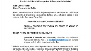 MODELO DE DENUNCIA PARA PREVENCIÓN DEL DELITO