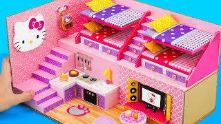 Make Two Floor House for Hello Kitty with 2 Bunk Beds From Cardboard - DIY Miniature House #36