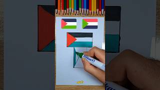 menggambar bendera warna yang sama dengan | palestina+sudan #flag #art #drawing #shorts