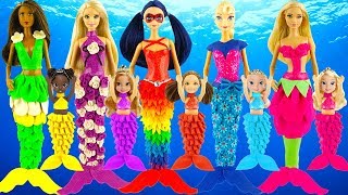 Glitter toy DIY play doh mermaid dresses | Aurora Elsa Rapunzel | New play doh design