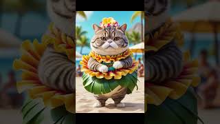 Adorable kitty goes in tropical Hawaiian style extravaganza 🤗