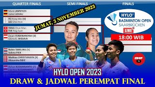 Jadwal & Draw Perempat Final Hylo Open 2023. Hari Ini Mulai Pukul 18:00 WIB Live Youtube BWF TV | QF