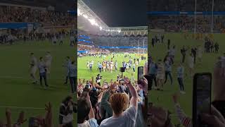 Argentina greet their fans after pulling off a memorable victory for the ages against Australia.