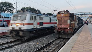 22692 Rajdhani Express overtakes 17206 COA SNSI Express at Lingampalli Railway Station