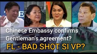 May Gentleman's agreement nga ba? Chinese Embassy Nagsalita na! FL Liza bad shot daw si VP Sara?