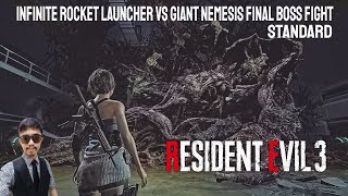 Resident Evil 3 Remake: Infinite Rocket Launcher VS Giant Nemesis Final Boss Fight (Standard)