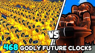 ¡4825 GODLY GOLDEN CLOCKMAN vs 100 The MOTHERSHIP en Toilet Tower Defense! (Roblox)